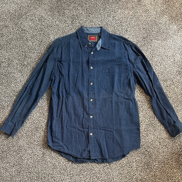 Vintage Wrangler Hero Button Down Shirt Mens Medium Striped Long Sleeve - Picture 1 of 11